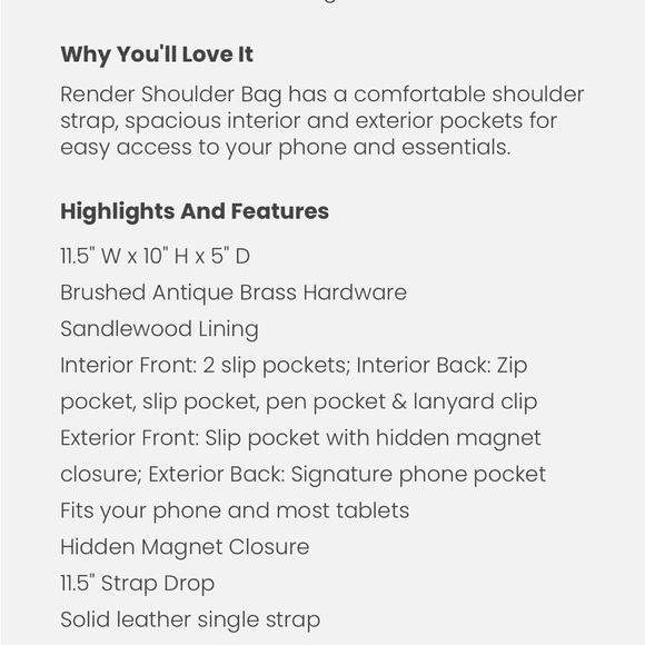 Render Leather Hobo Bag | Classic Shoulder Bag | Cognac Brown - Picture 6 of 6